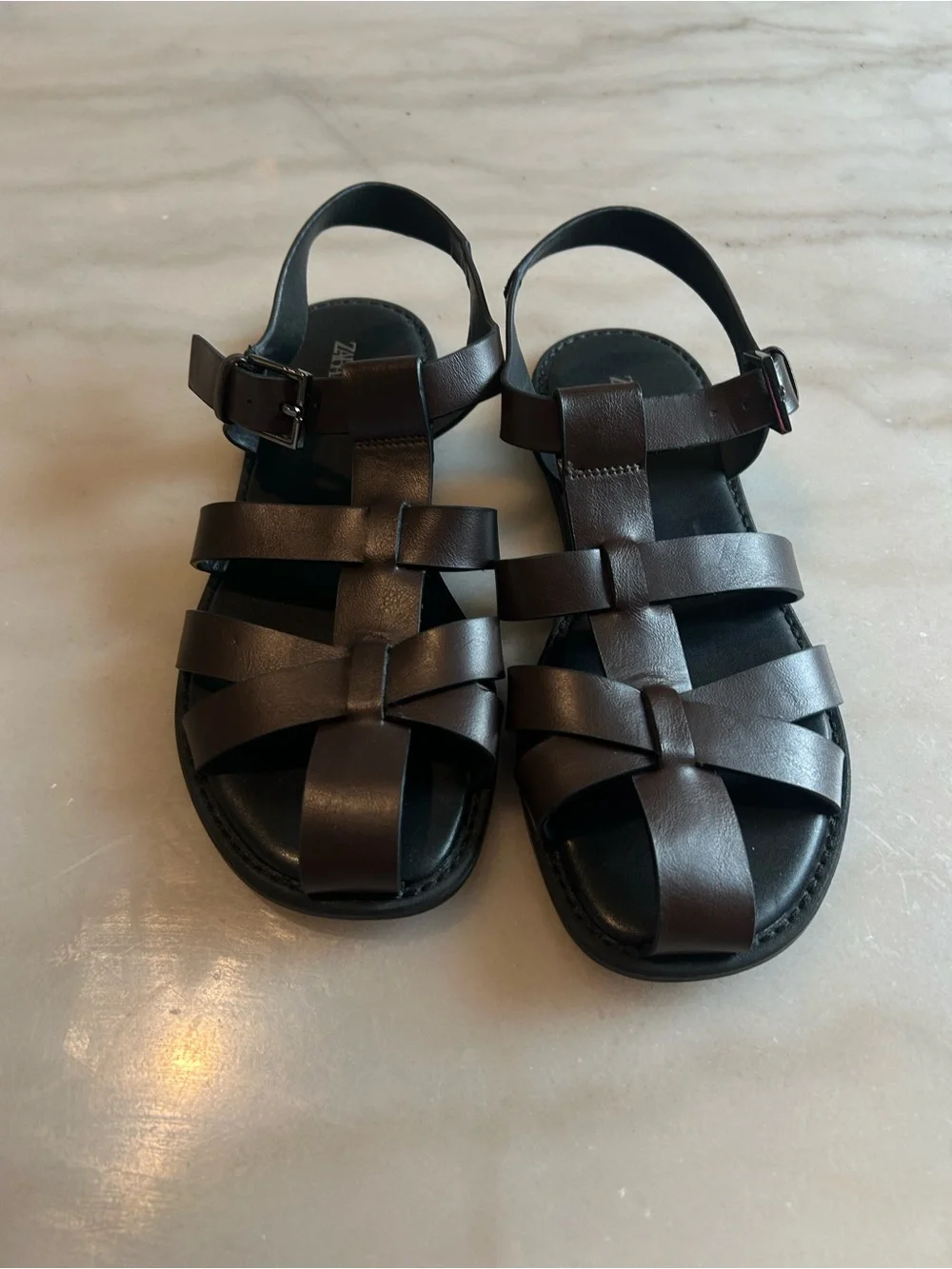 Sold!!!Brown Leather Cage Gladiator Sandals Size 37⁠  size us - Picture 4 of 9